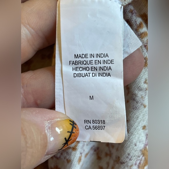 Lucky Brand Boho Floral Flowy Blouse Medium Bohemian Hippie Southwestern Tassels - Picture 6 of 10